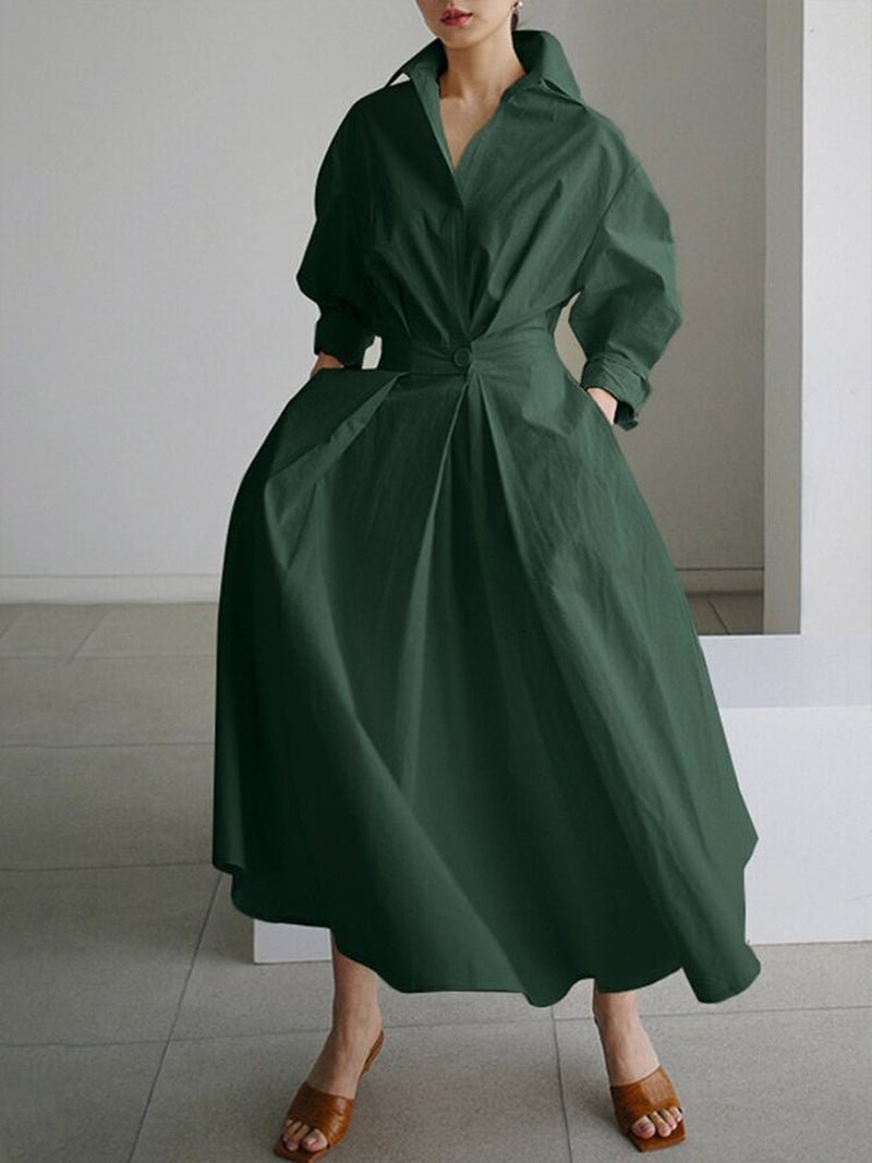 Image of Beverly | Dames Overhemdjurk Midi met Knopen