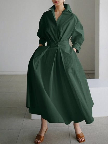 Image of Beverly | Dames Overhemdjurk Midi met Knopen