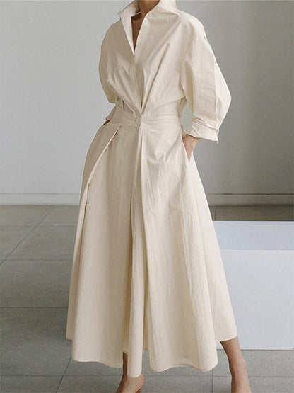 Image of Beverly | Dames Overhemdjurk Midi met Knopen