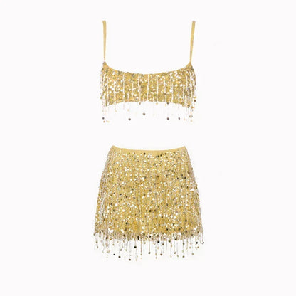 Bikiniset met pailletten en franjes