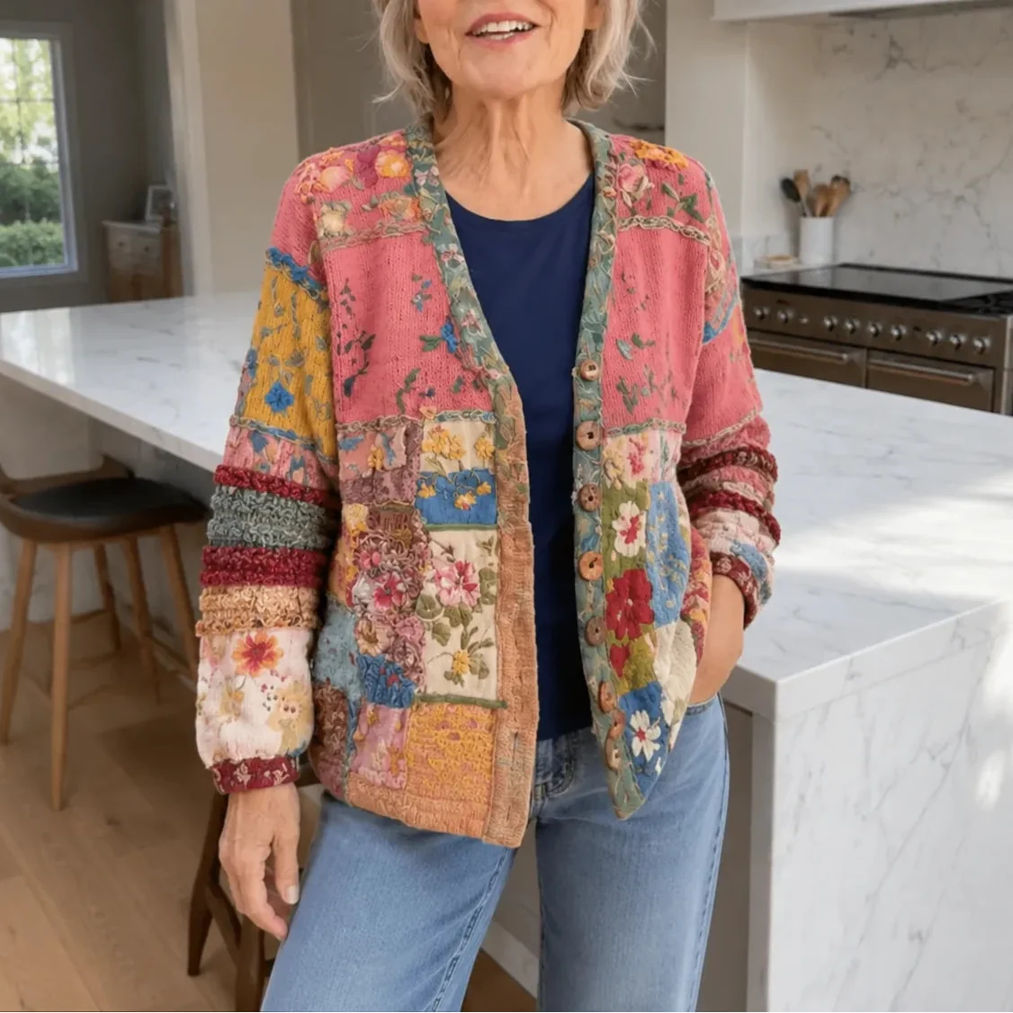 Boho vest met bloemen-patchwork