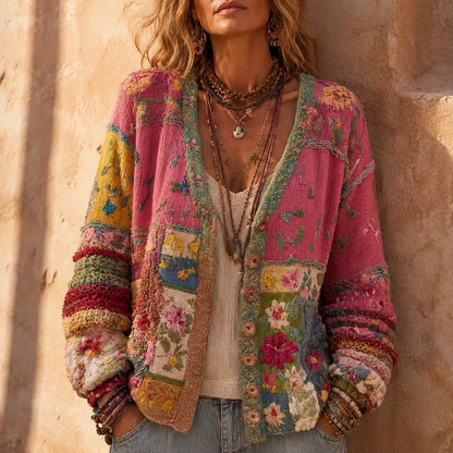 Boho vest met bloemen-patchwork