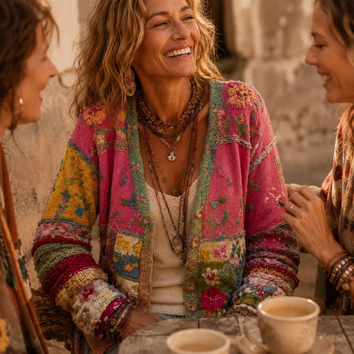 Boho vest met bloemen-patchwork