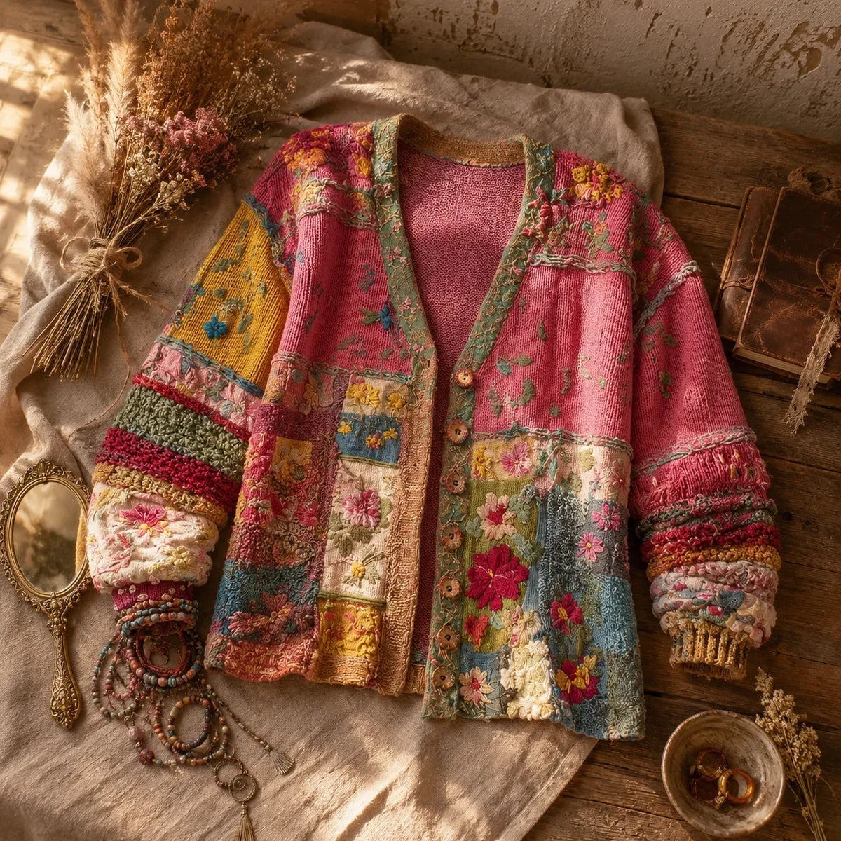 Boho vest met bloemen-patchwork