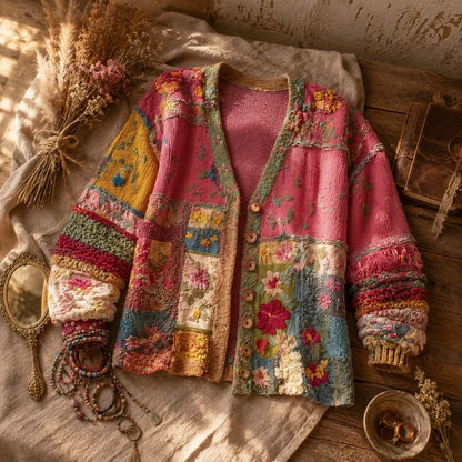 Boho vest met bloemen-patchwork