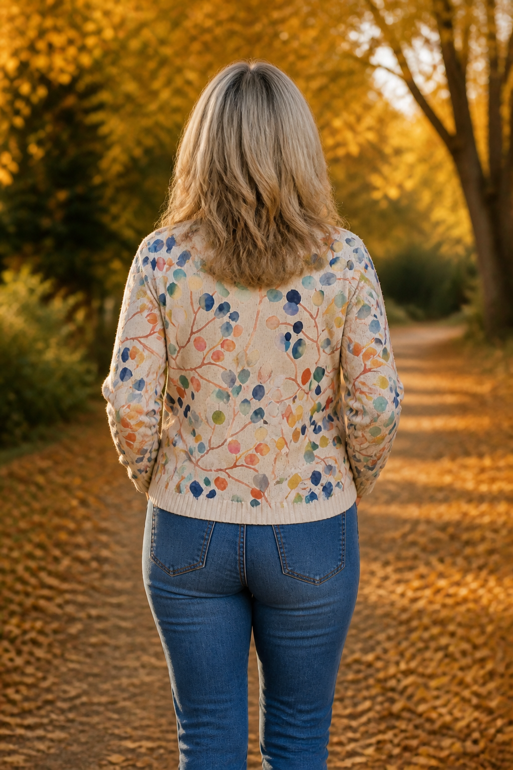 Bombervest met ritssluiting en botanische print