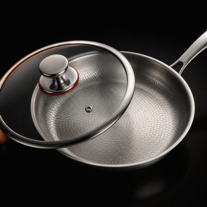 Braadpan met gehamerde structuur en deksel