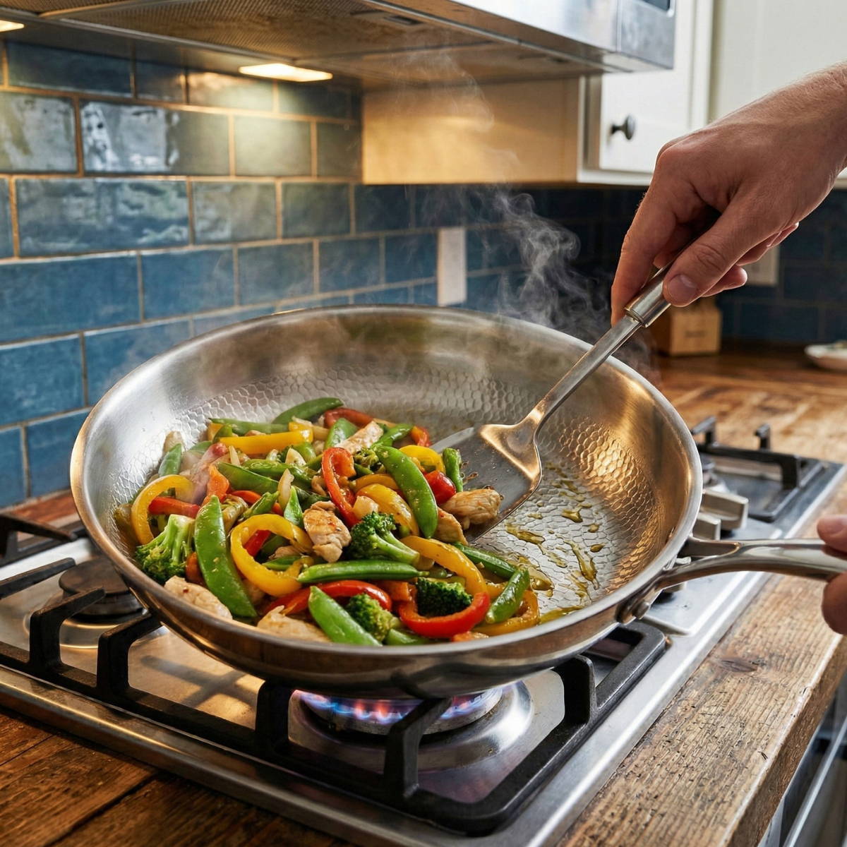 Braadpan met gehamerde structuur en deksel