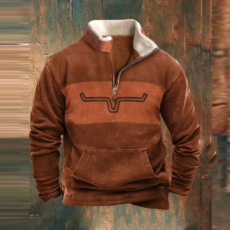 Bruce | Fleece western pullover met korte rits voor heren