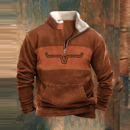 Bruce | Fleece western pullover met korte rits voor heren