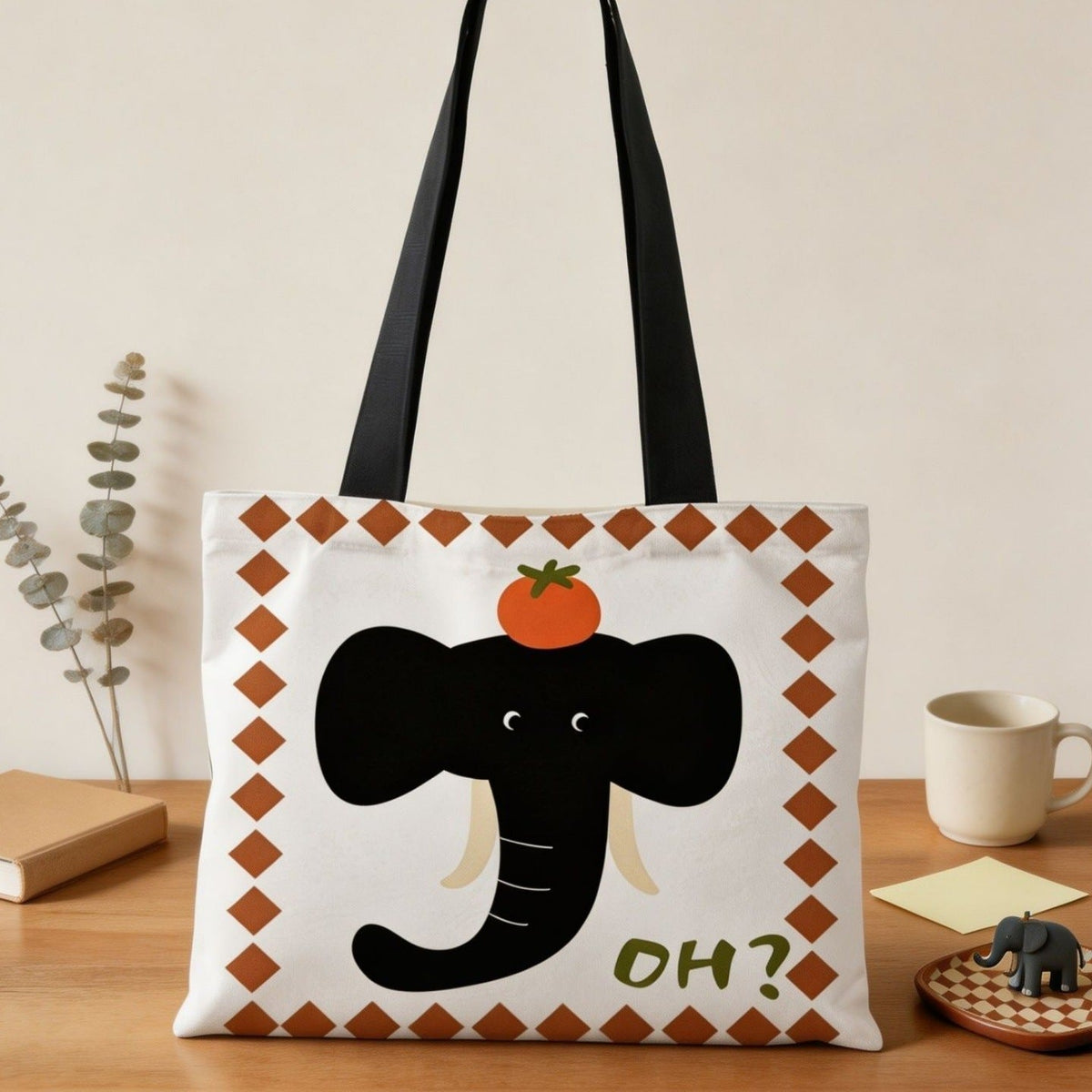 Canvas tote bag met bloemenpatroon