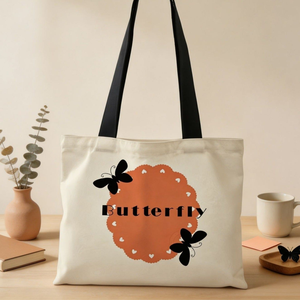 Canvas tote bag met bloemenpatroon