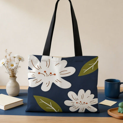 Canvas tote bag met bloemenpatroon