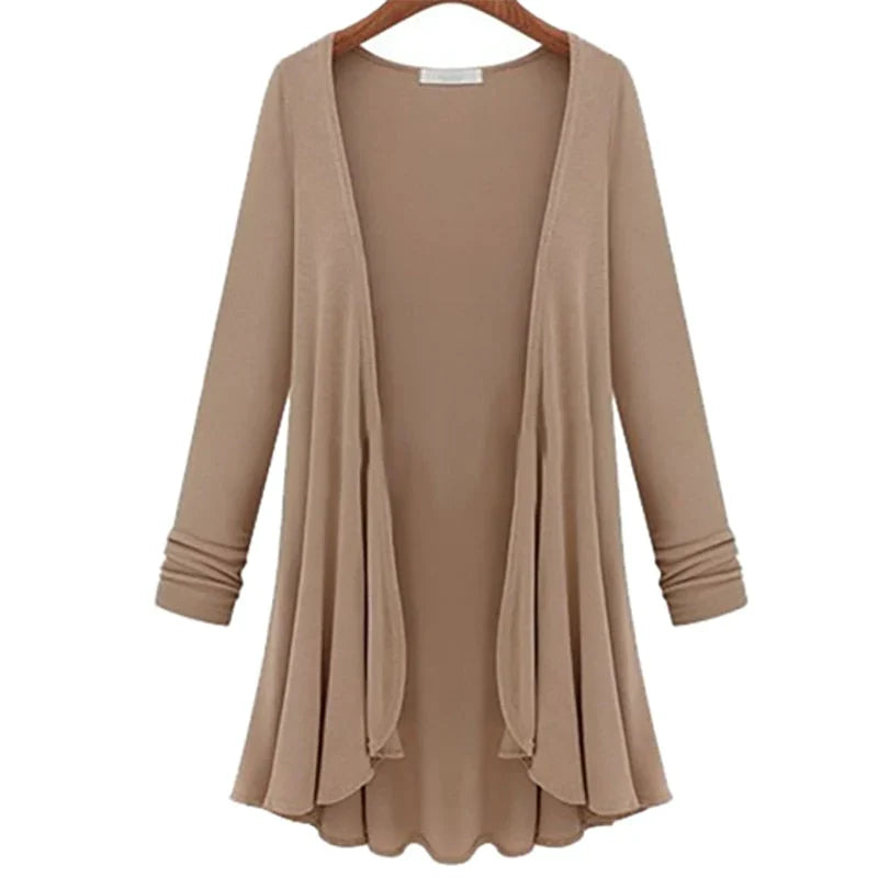 Casual cardigan met lange mouwen en ruches
