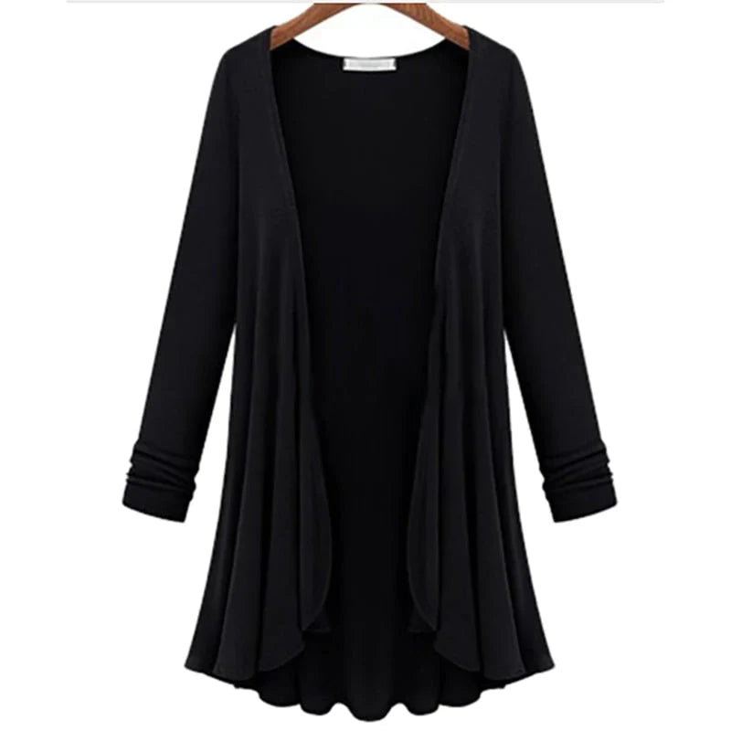 Casual cardigan met lange mouwen en ruches