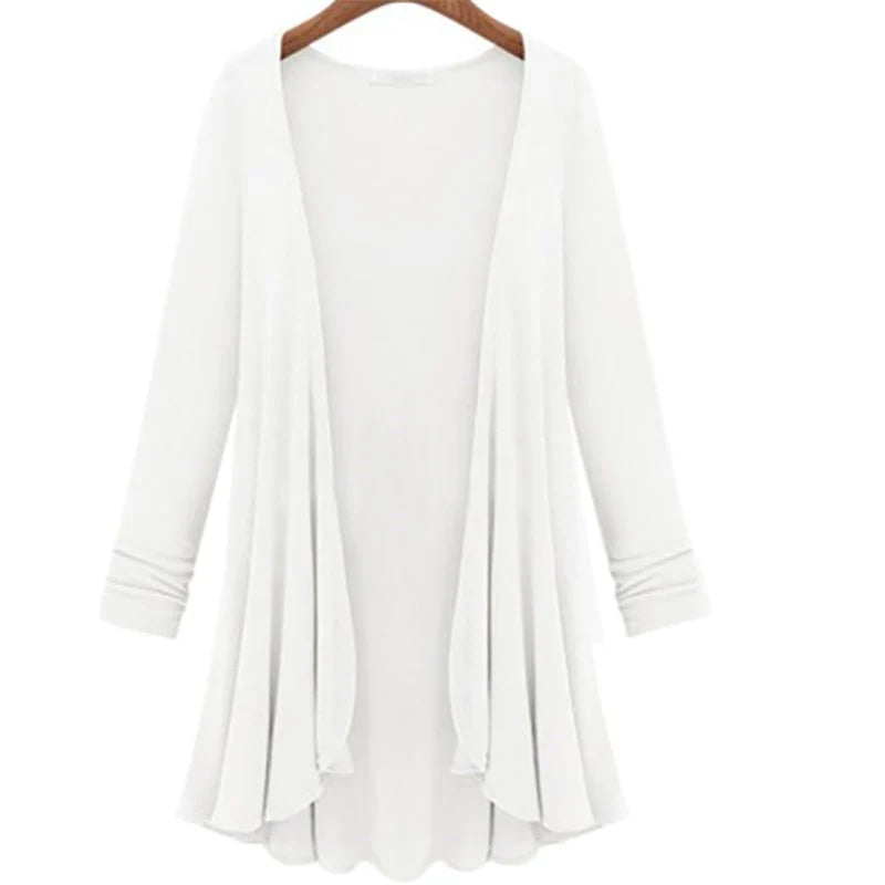 Casual cardigan met lange mouwen en ruches