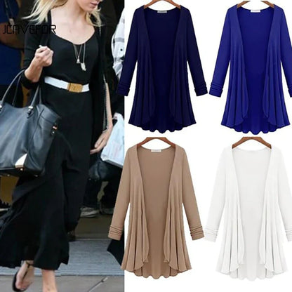 Casual cardigan met lange mouwen en ruches