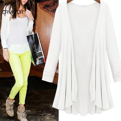 Casual cardigan met lange mouwen en ruches