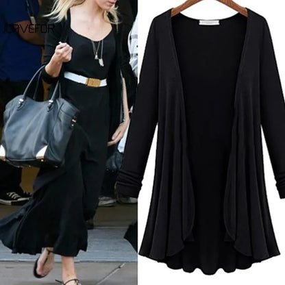 Casual cardigan met lange mouwen en ruches