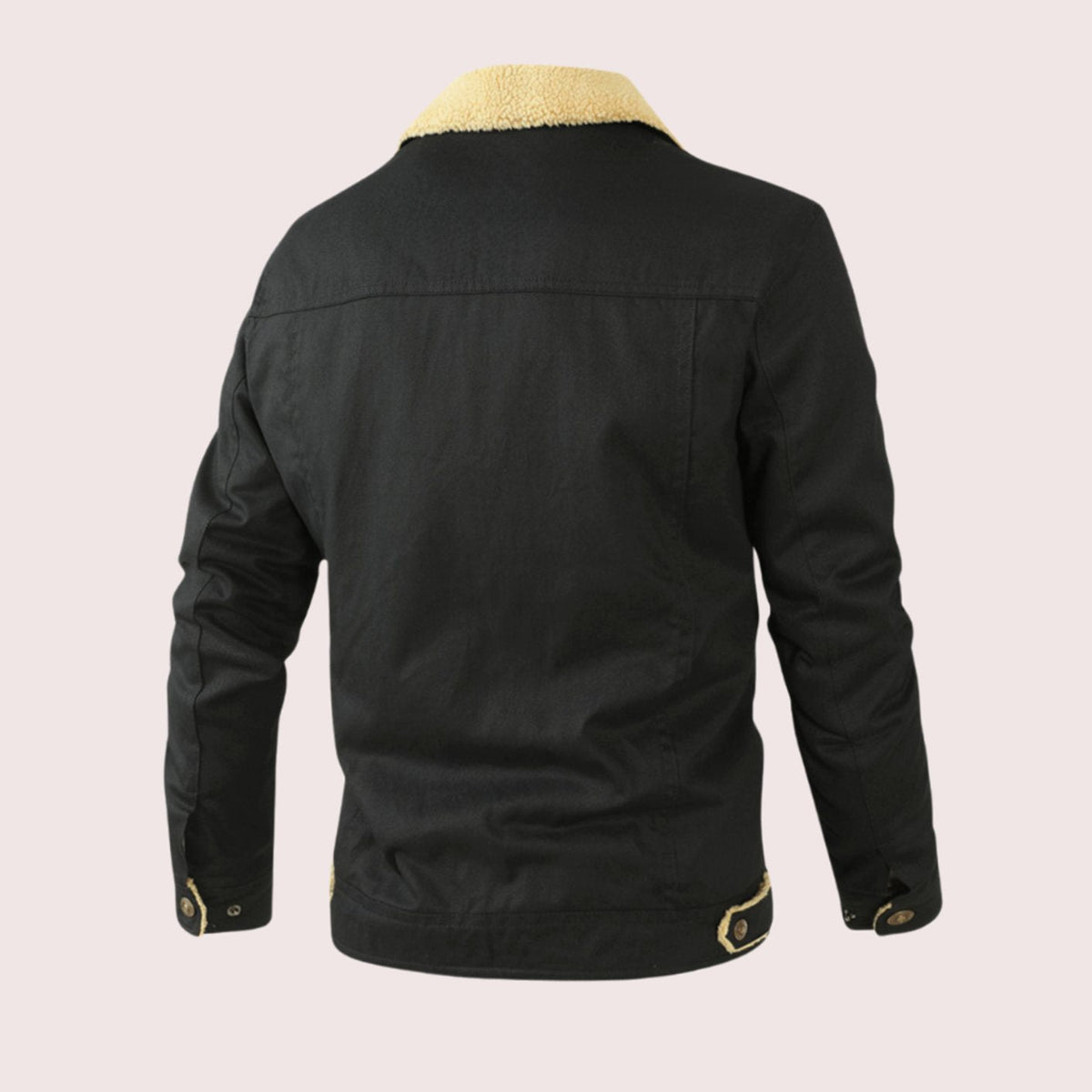 Casual outdoorjas voor heren met sherpavoering en drukknopen