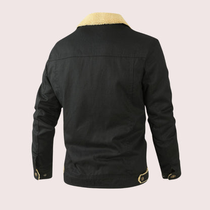 Casual outdoorjas voor heren met sherpavoering en drukknopen