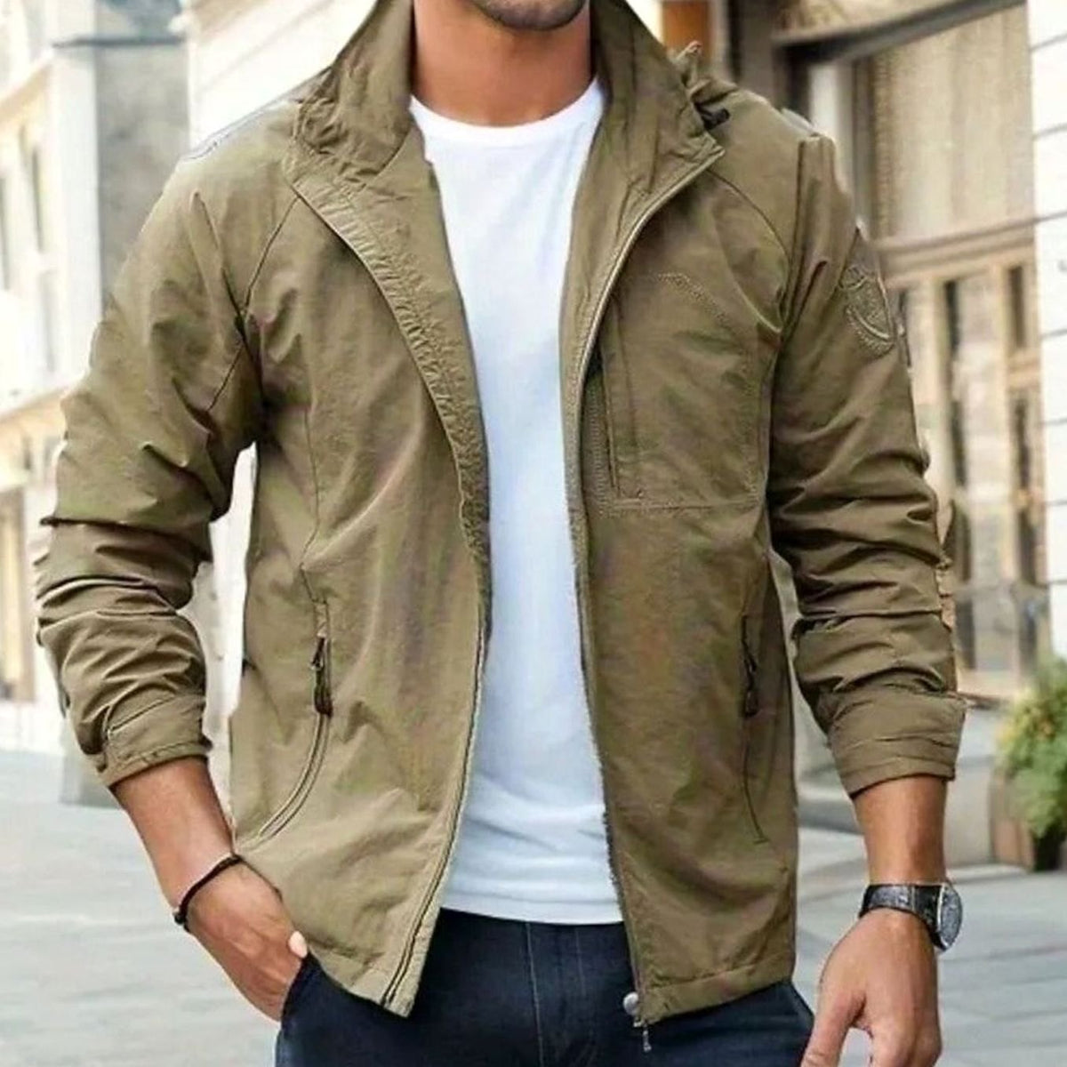 Casual urban streetjack voor heren met ritssluiting