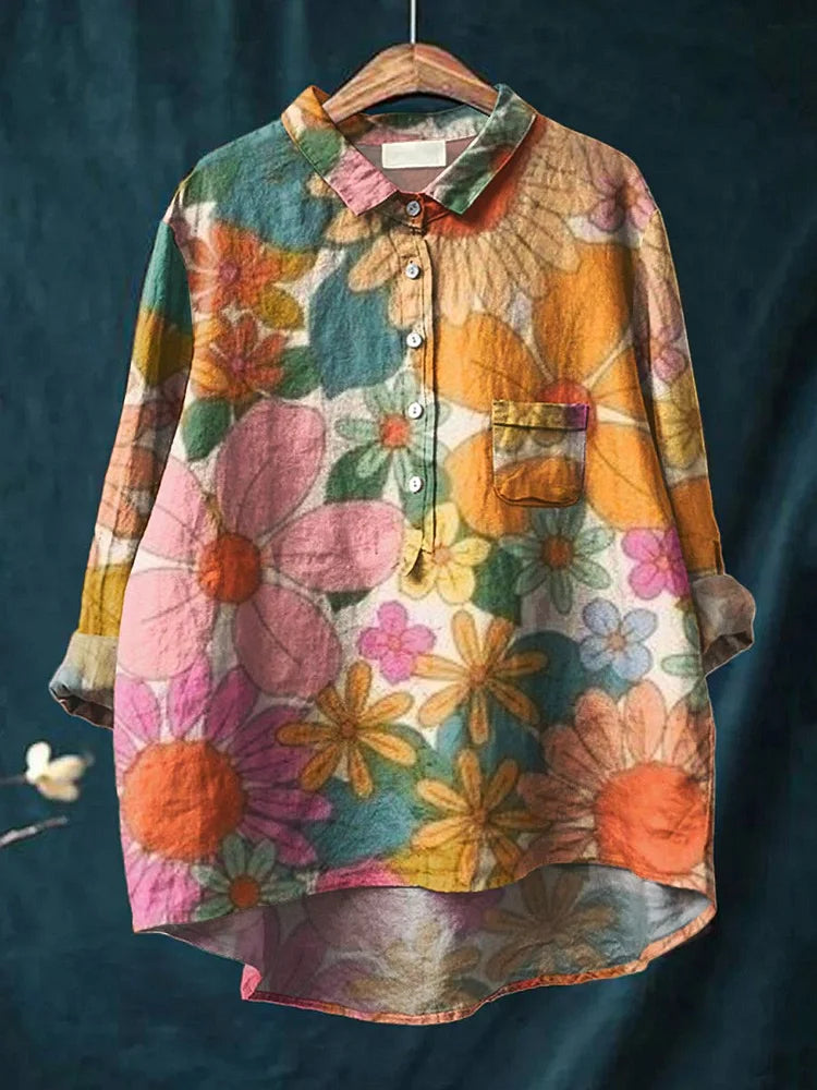 Image of Dames Graphic Print Shirt met Lange Mouwen