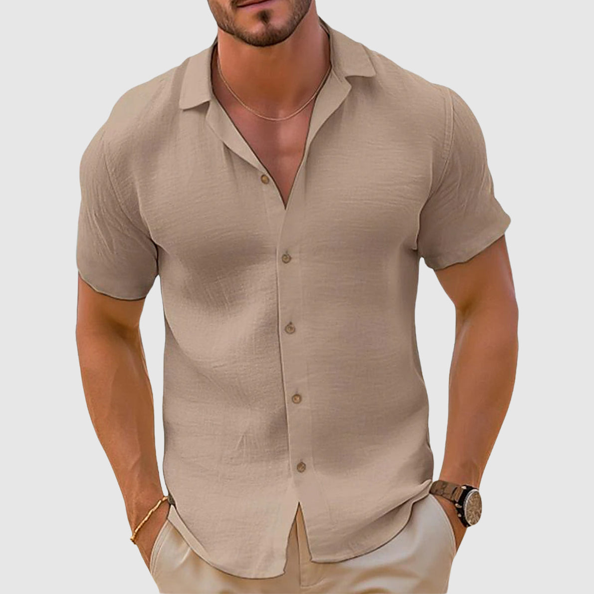 Image of Christopher | Heren Camp Collar Button-Down Overhemd