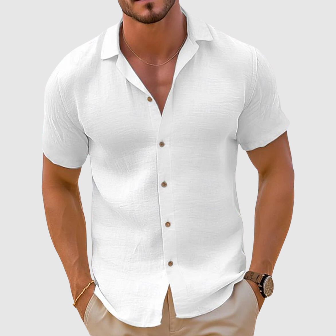 Image of Christopher | Heren Camp Collar Button-Down Overhemd