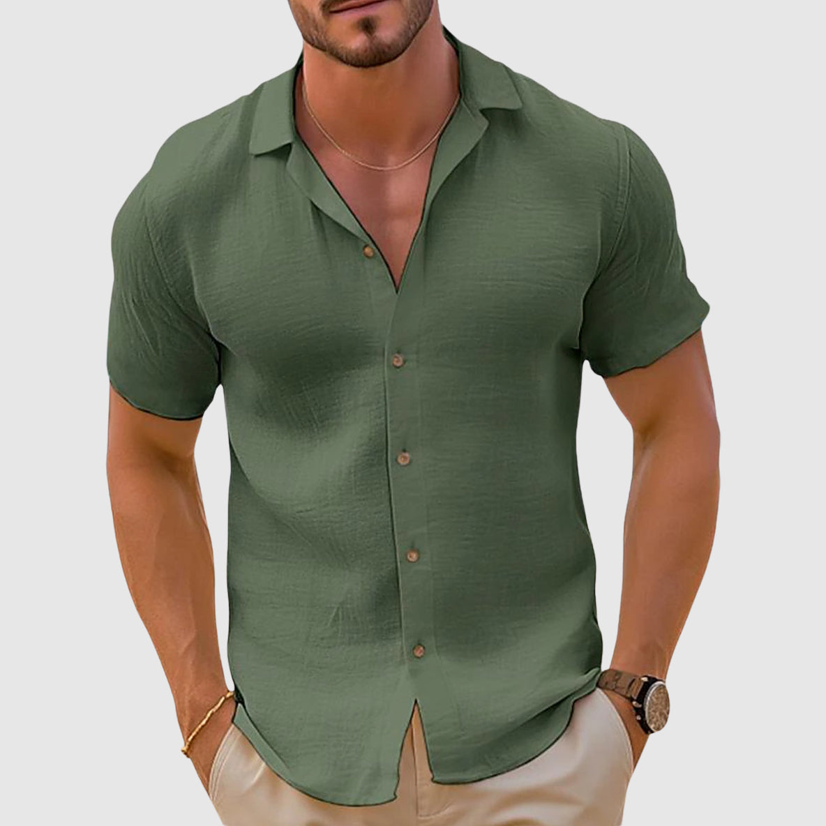 Image of Christopher | Heren Camp Collar Button-Down Overhemd