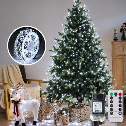 Clusterverlichting voor de kerstboom - LED-lichtsnoer met groene draad en afstandsbediening