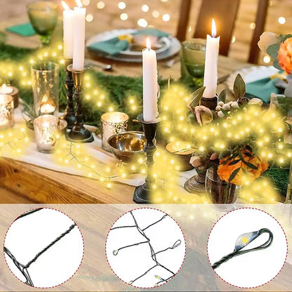 Clusterverlichting voor de kerstboom - LED-lichtsnoer met groene draad en afstandsbediening
