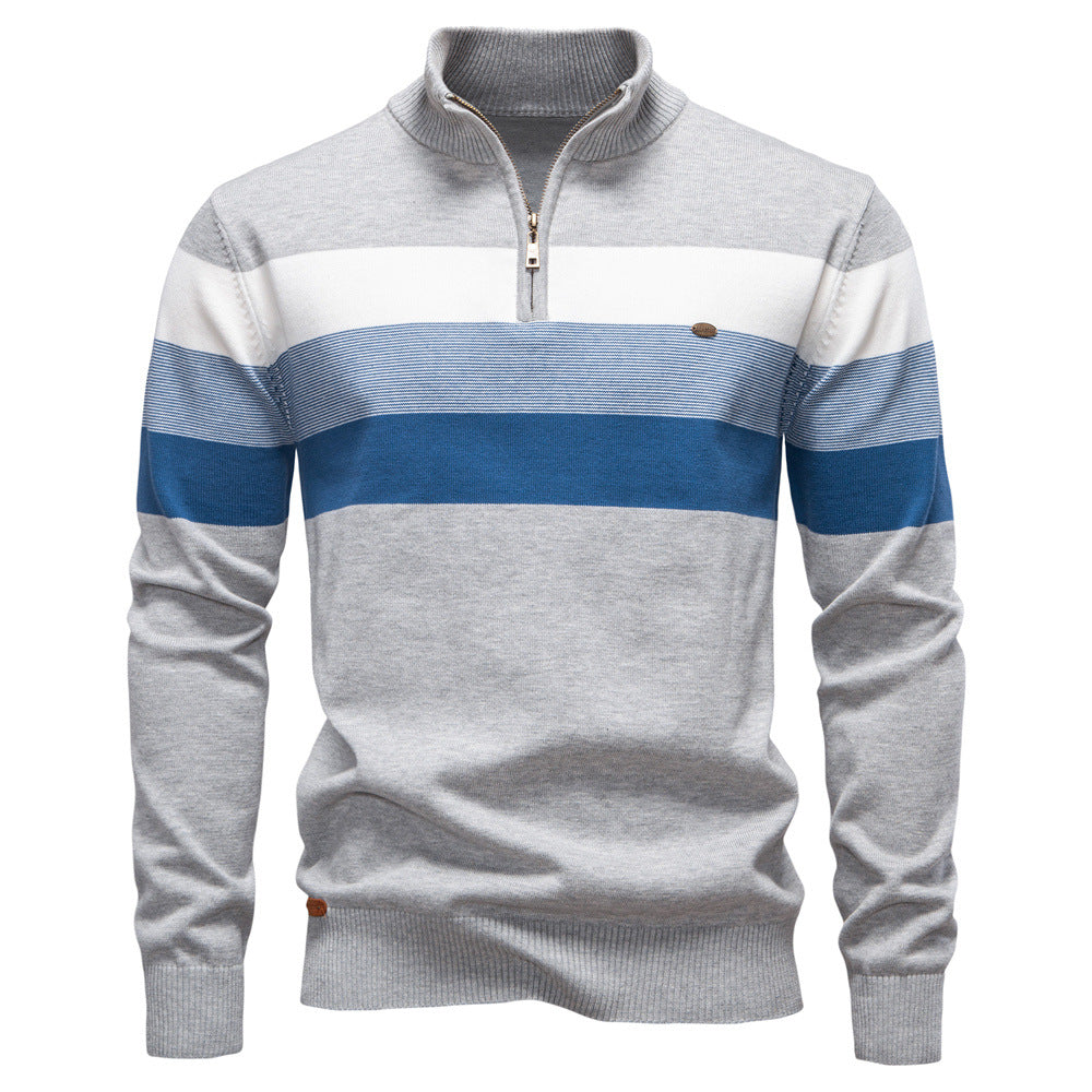Colorblock trui met halve rits voor heren