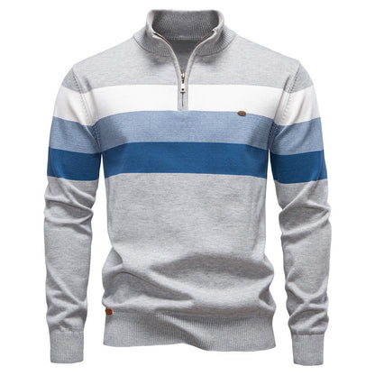 Colorblock trui met halve rits voor heren