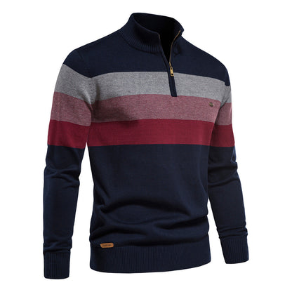 Colorblock trui met halve rits voor heren