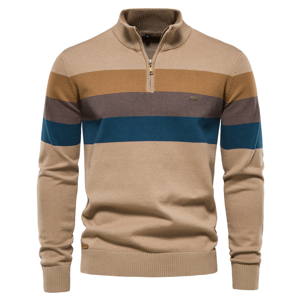 Colorblock trui met halve rits voor heren