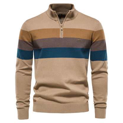 Colorblock trui met halve rits voor heren