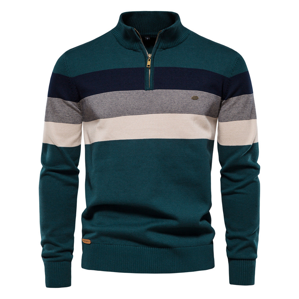 Colorblock trui met halve rits voor heren