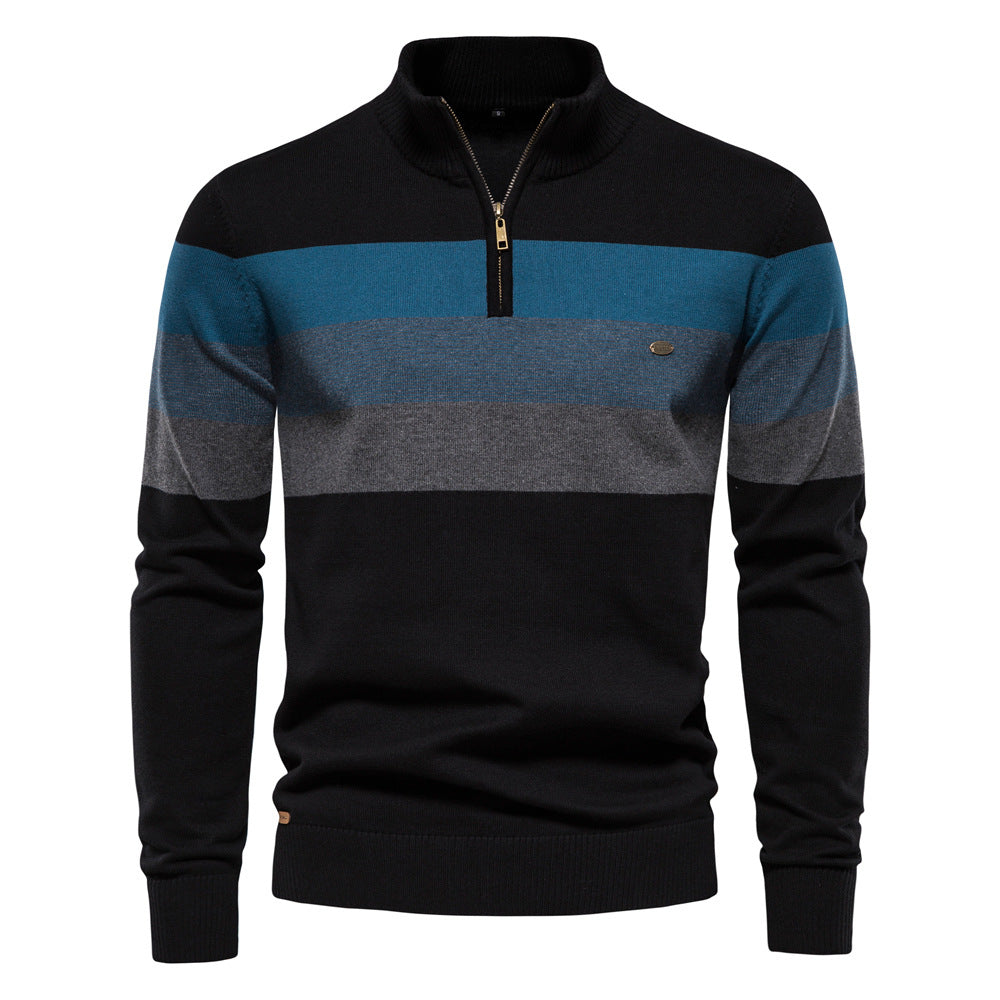 Colorblock trui met halve rits voor heren