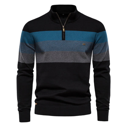 Colorblock trui met halve rits voor heren