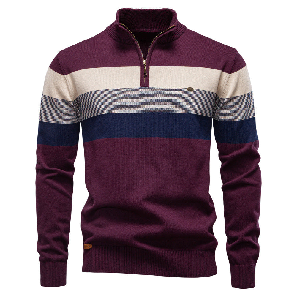 Colorblock trui met halve rits voor heren