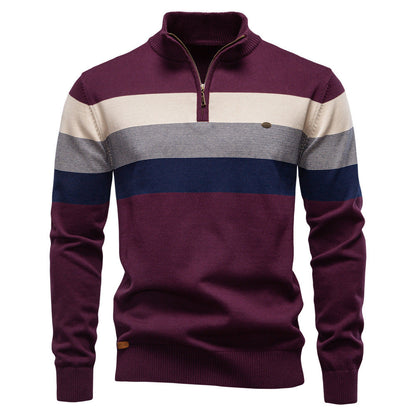 Colorblock trui met halve rits voor heren
