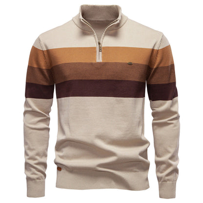 Colorblock trui met halve rits voor heren