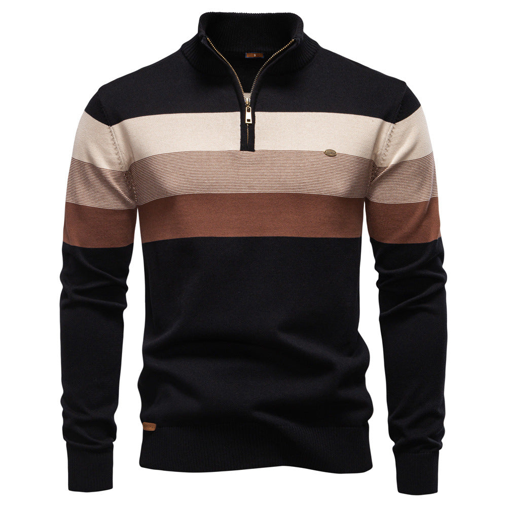 Colorblock trui met halve rits voor heren