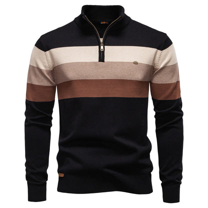 Colorblock trui met halve rits voor heren
