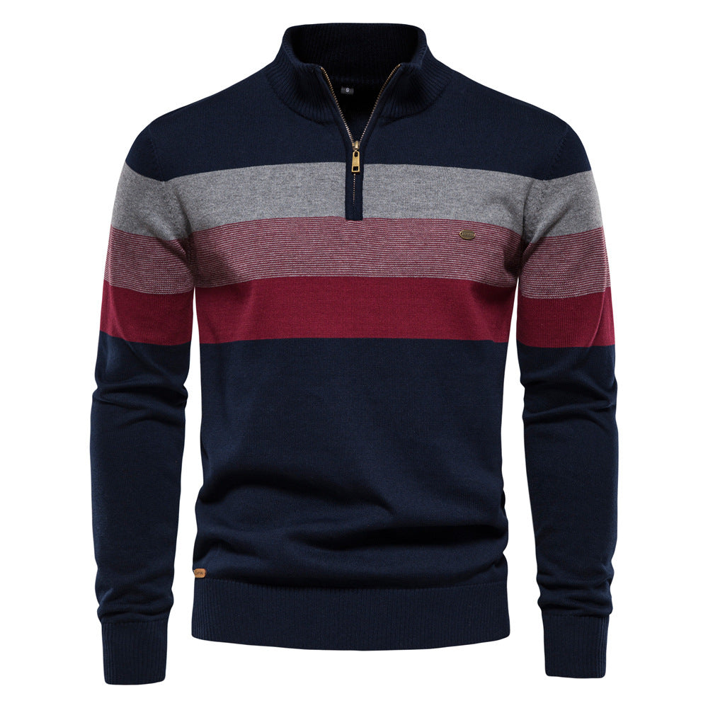 Colorblock trui met halve rits voor heren