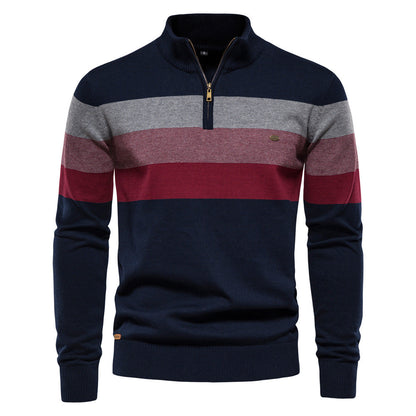Colorblock trui met halve rits voor heren