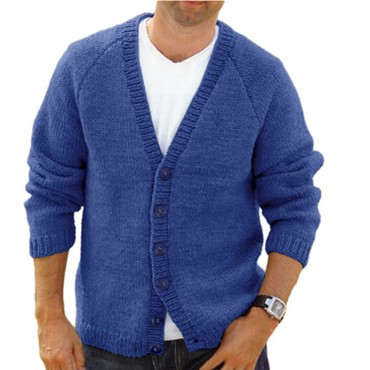 Comfortabel gebreid herenvest met diepe V-hals en knoopdetails