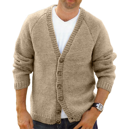 Comfortabel gebreid herenvest met diepe V-hals en knoopdetails