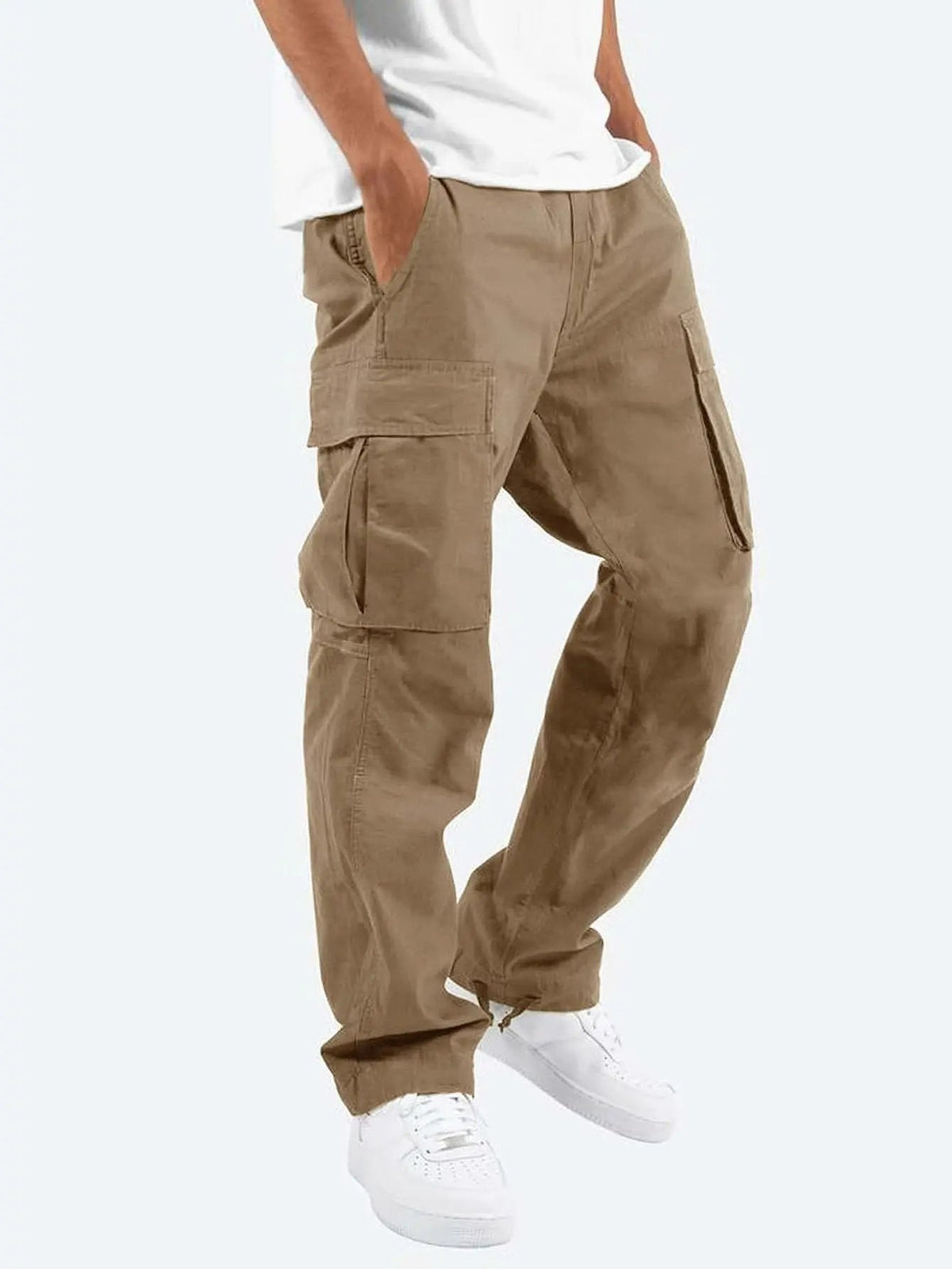 Comfortabele casual cargobroek met trekkoord voor heren
